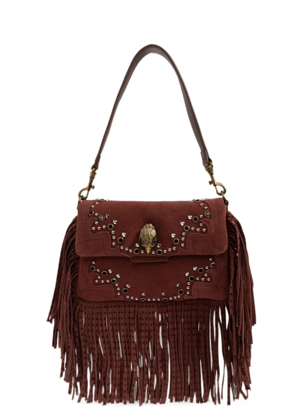 Kurt Geiger Oxford-schultertasche Mit Fransen In Burgundy