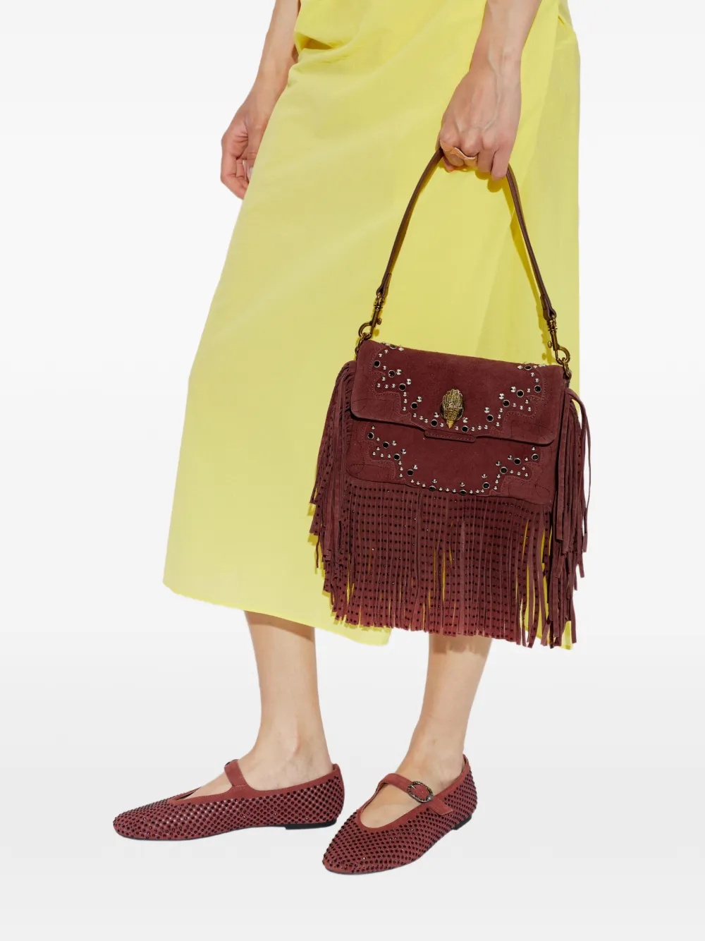 Kurt Geiger London Oxford schoudertas met franje Bruin