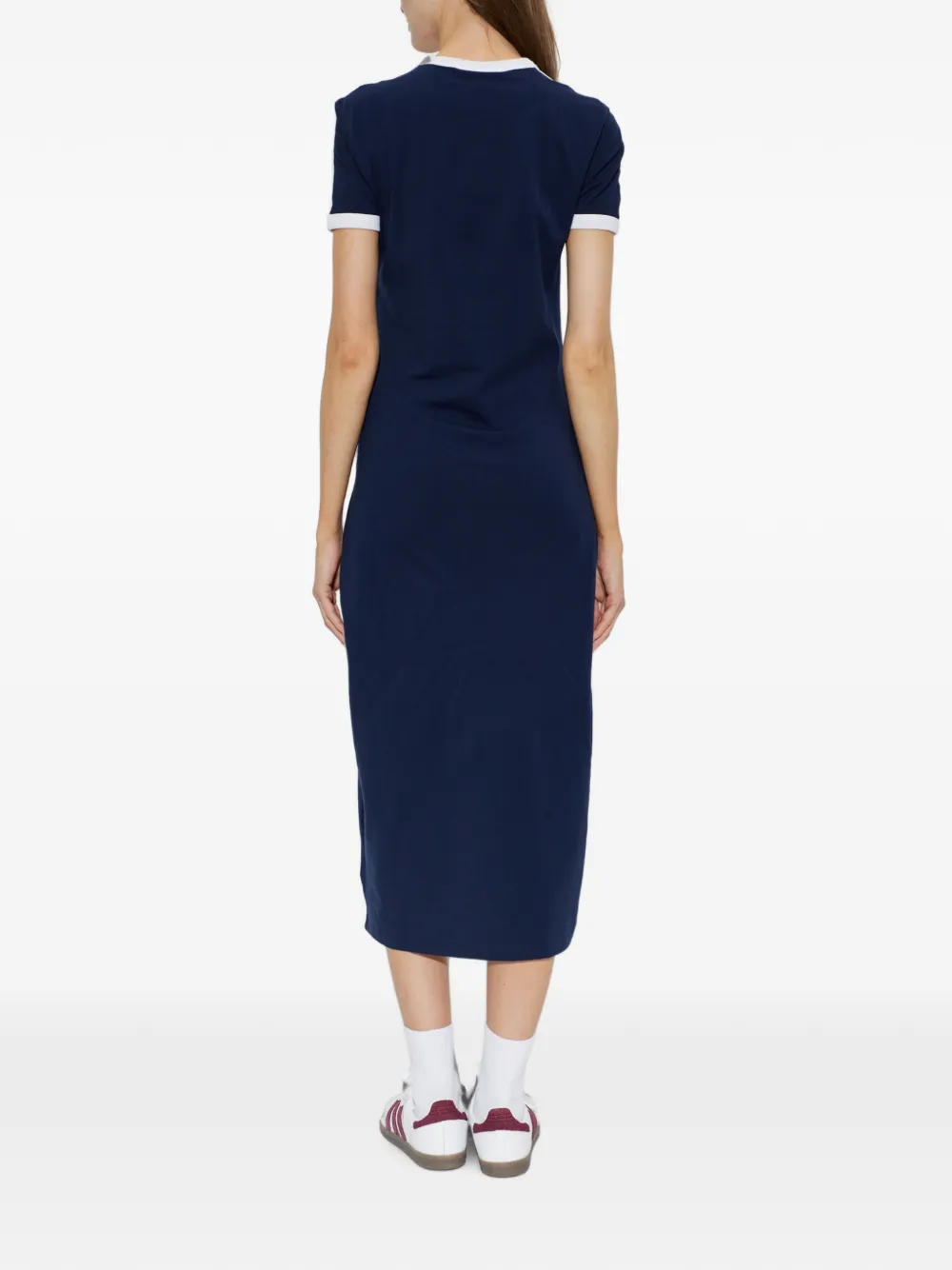 adidas 3-Stripes midi-jurk met korte mouwen Blauw