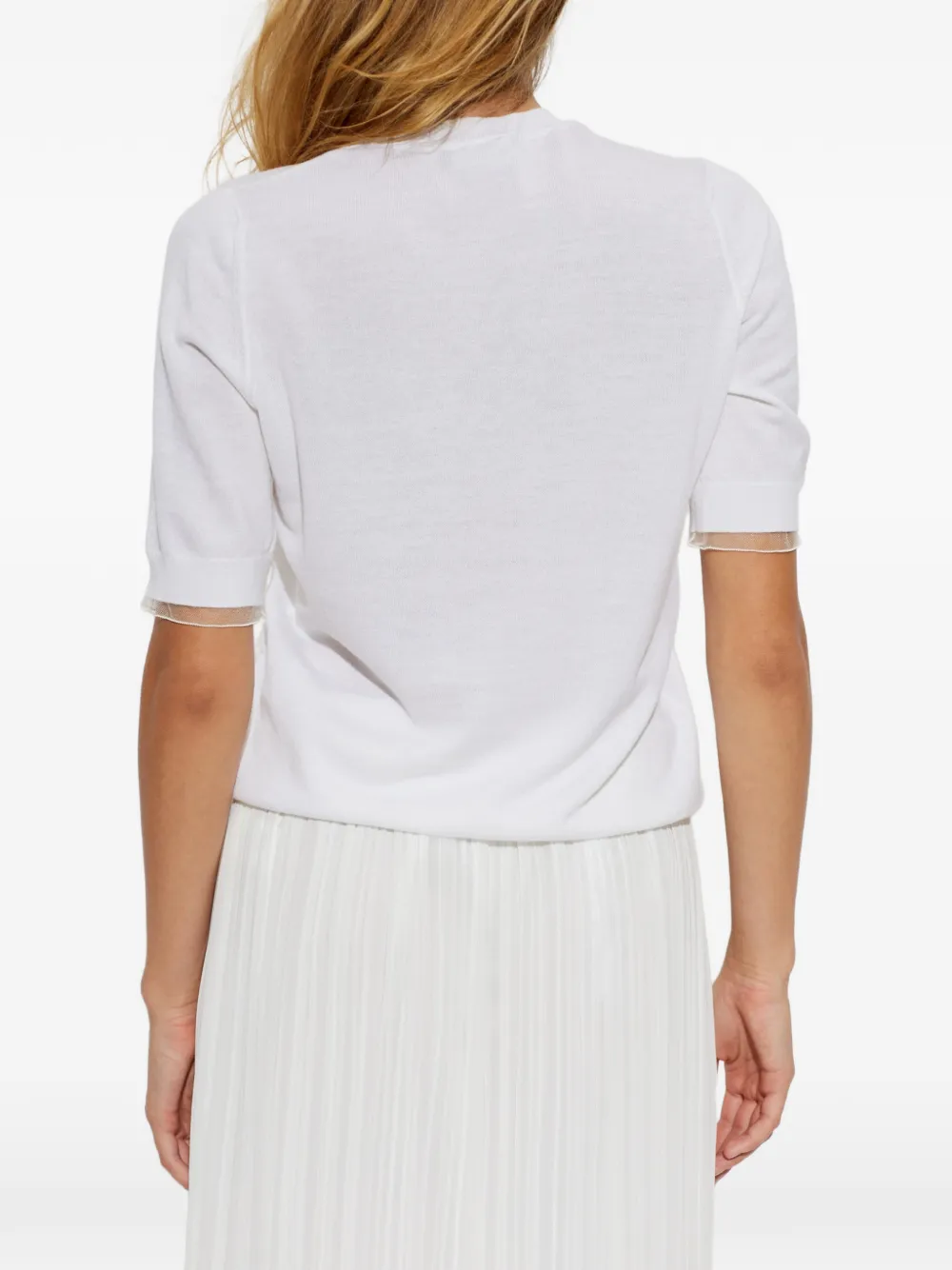 Fabiana Filippi T-shirt met tulen afwerking Wit