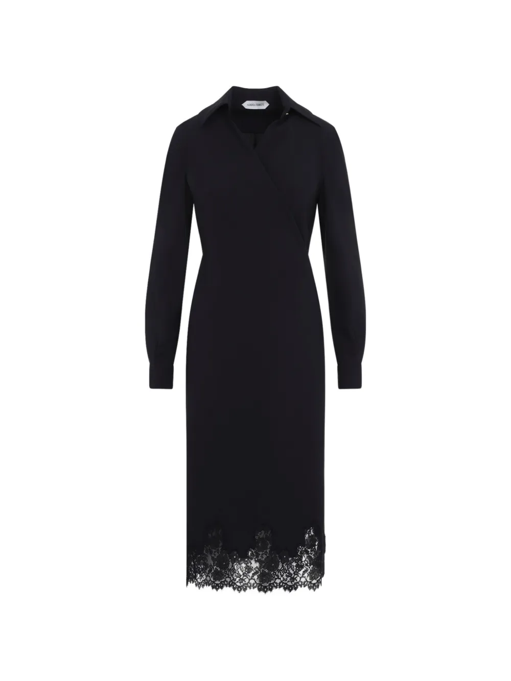 Alberta Ferretti midi lace-trim wrap dress - Black