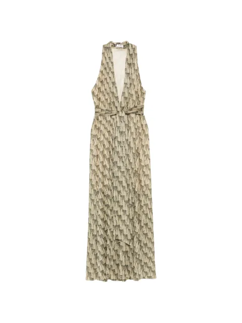 Siyu plunging-neckline belted maxi dress