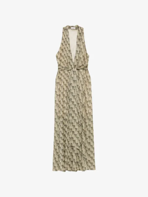 Siyu vestido largo con cinturón y escote