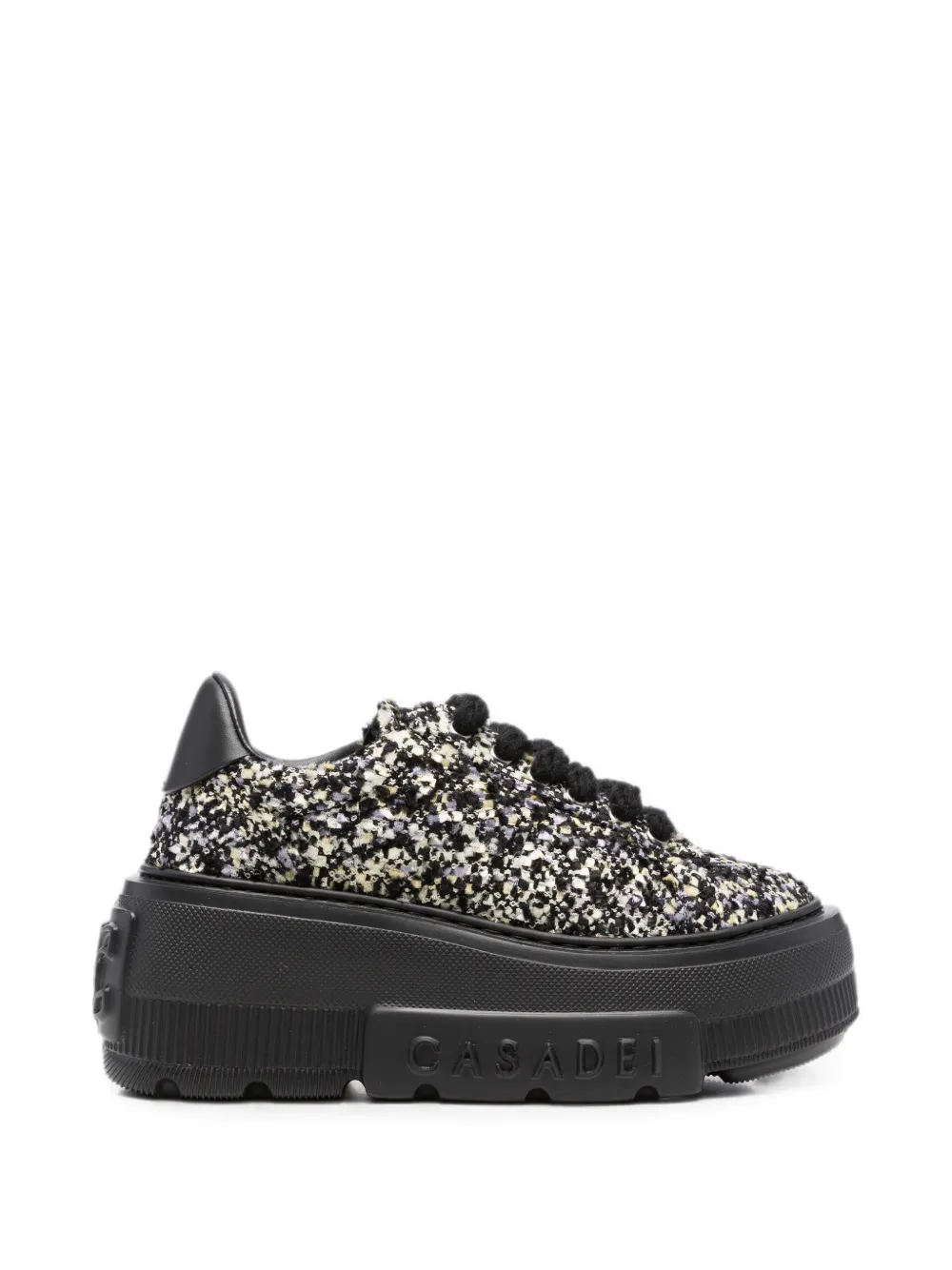 Casadei bouclé-knit platform sneakers Zwart