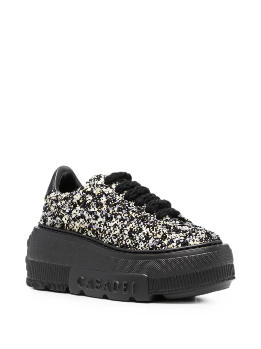 Casadei bouclé-knit platform sneakers Zwart