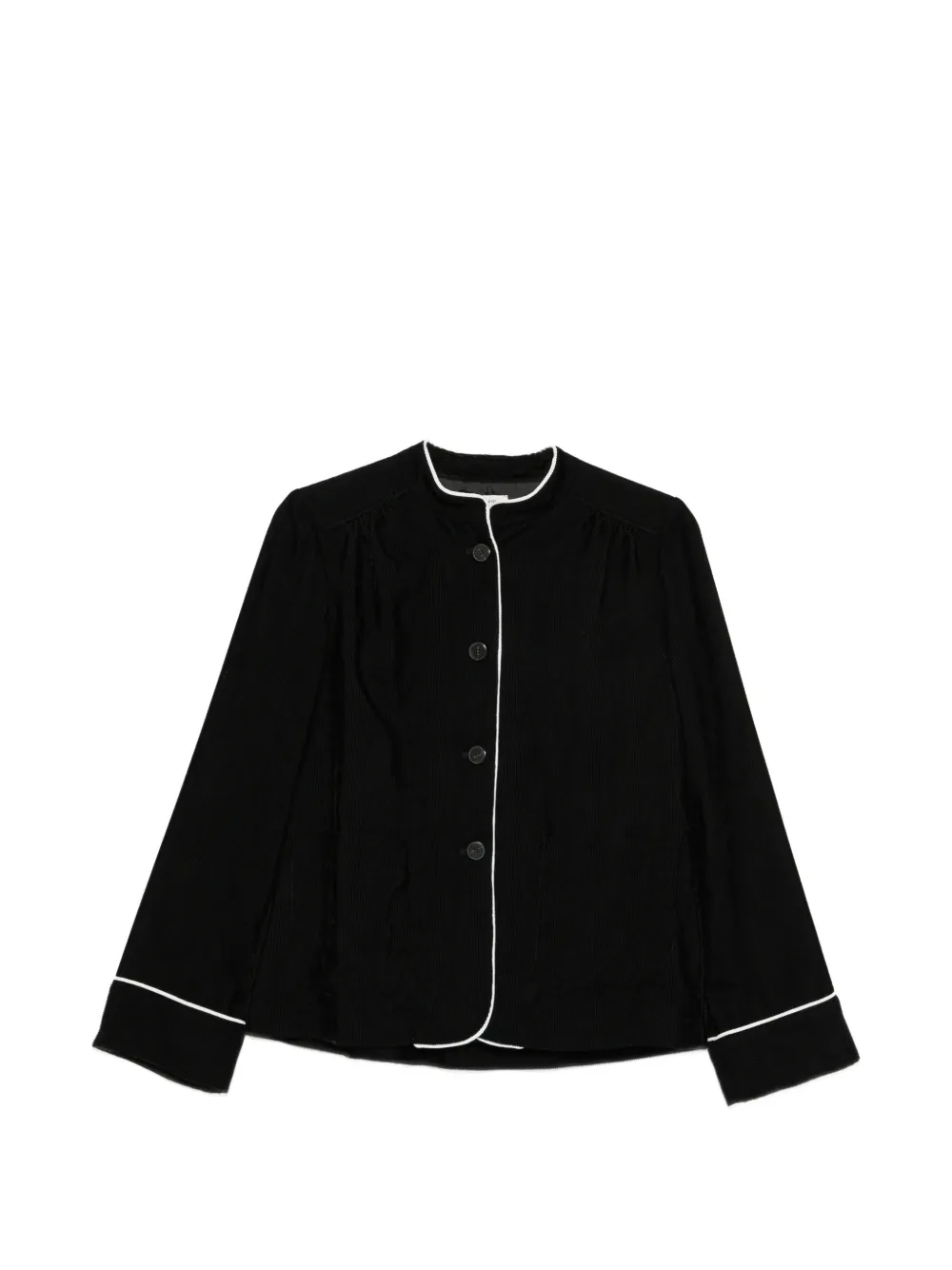 Forte Forte piped-trim corduroy-texture jacket - Nero