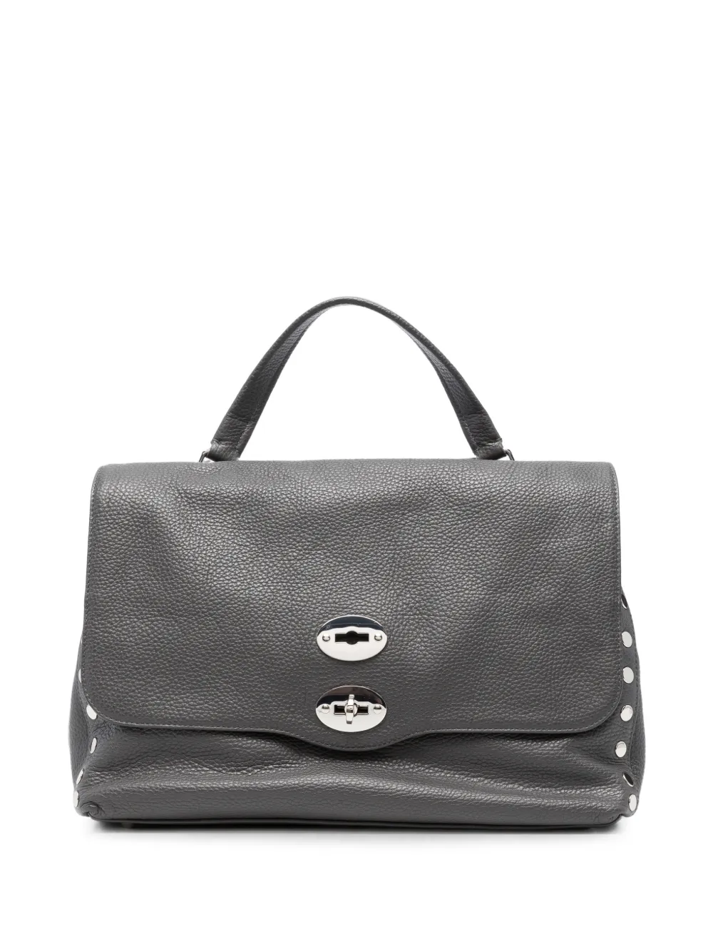 Zanellato medium Postina stud-embellished leather tote bag - Grey