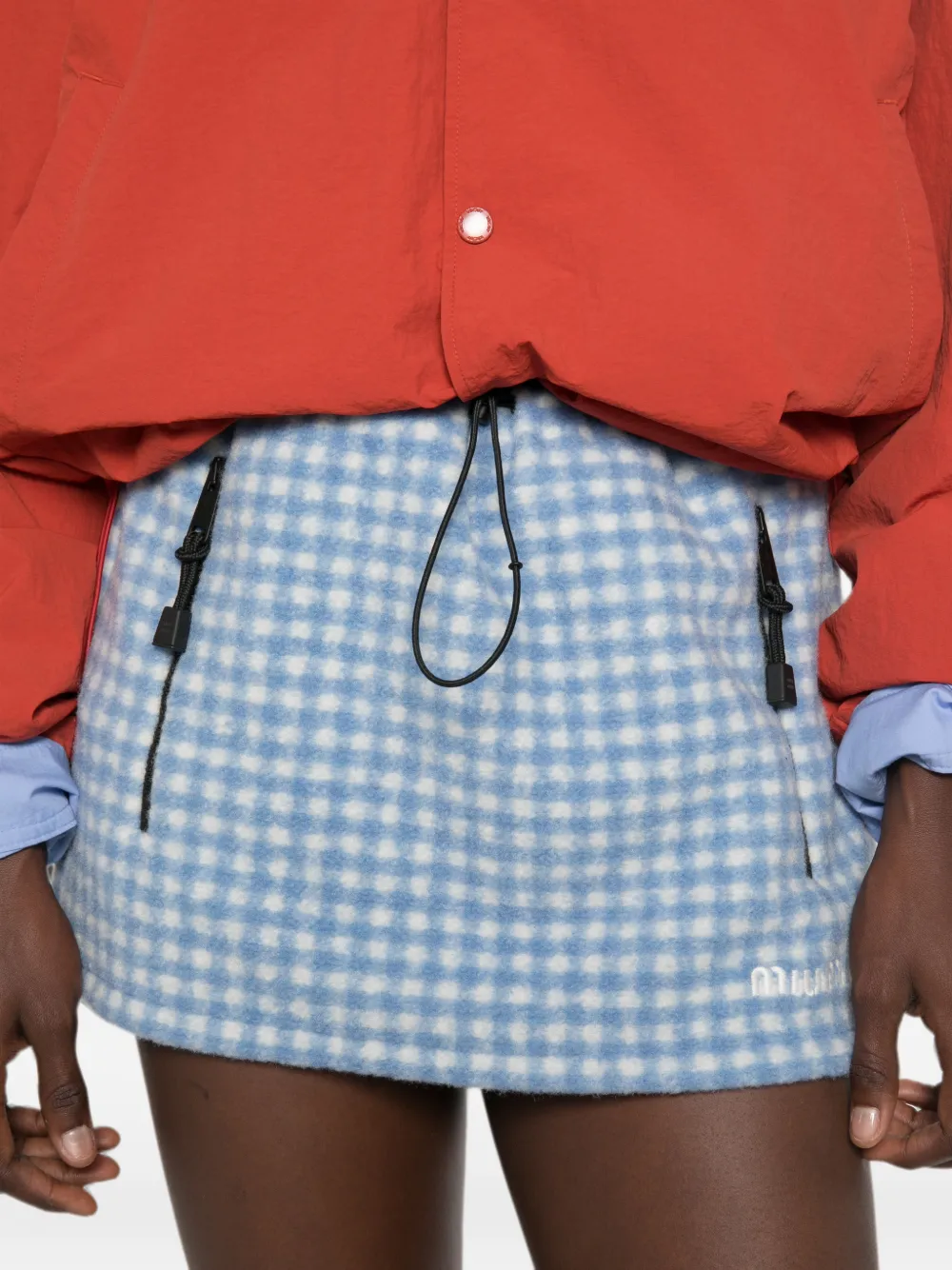 Miu Vichy fleece mini-rok Wit