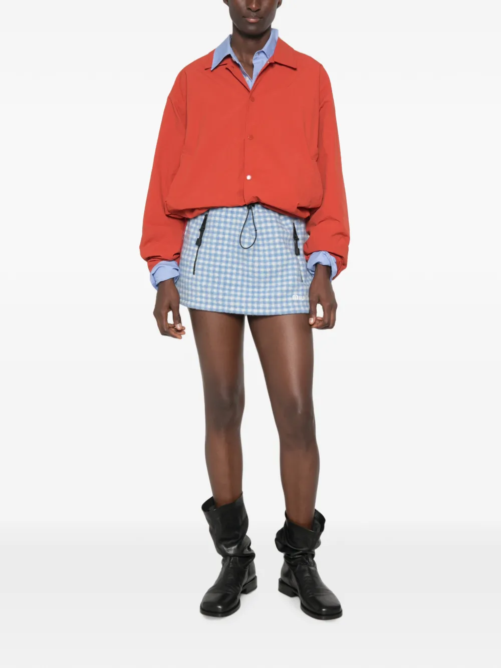Miu Vichy fleece mini-rok Wit