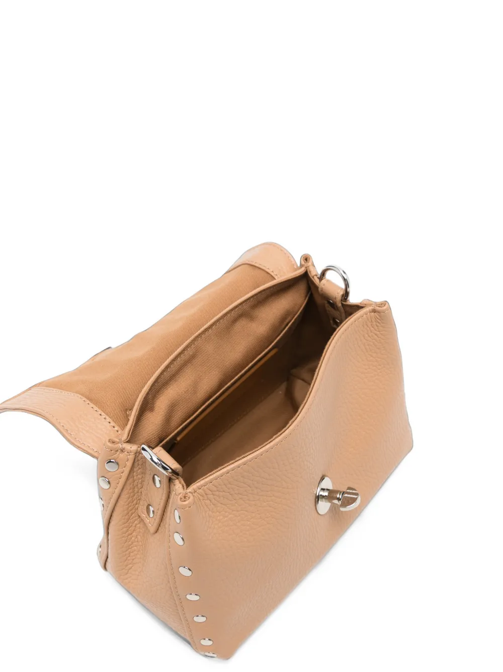 Zanellato Postina stud-embellished leather clutch bag Beige