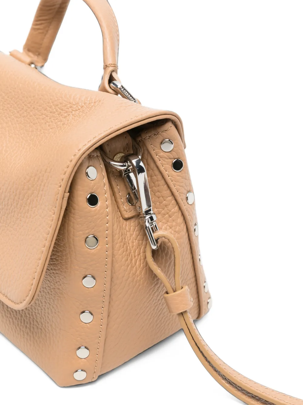 Zanellato Postina stud-embellished leather clutch bag Beige