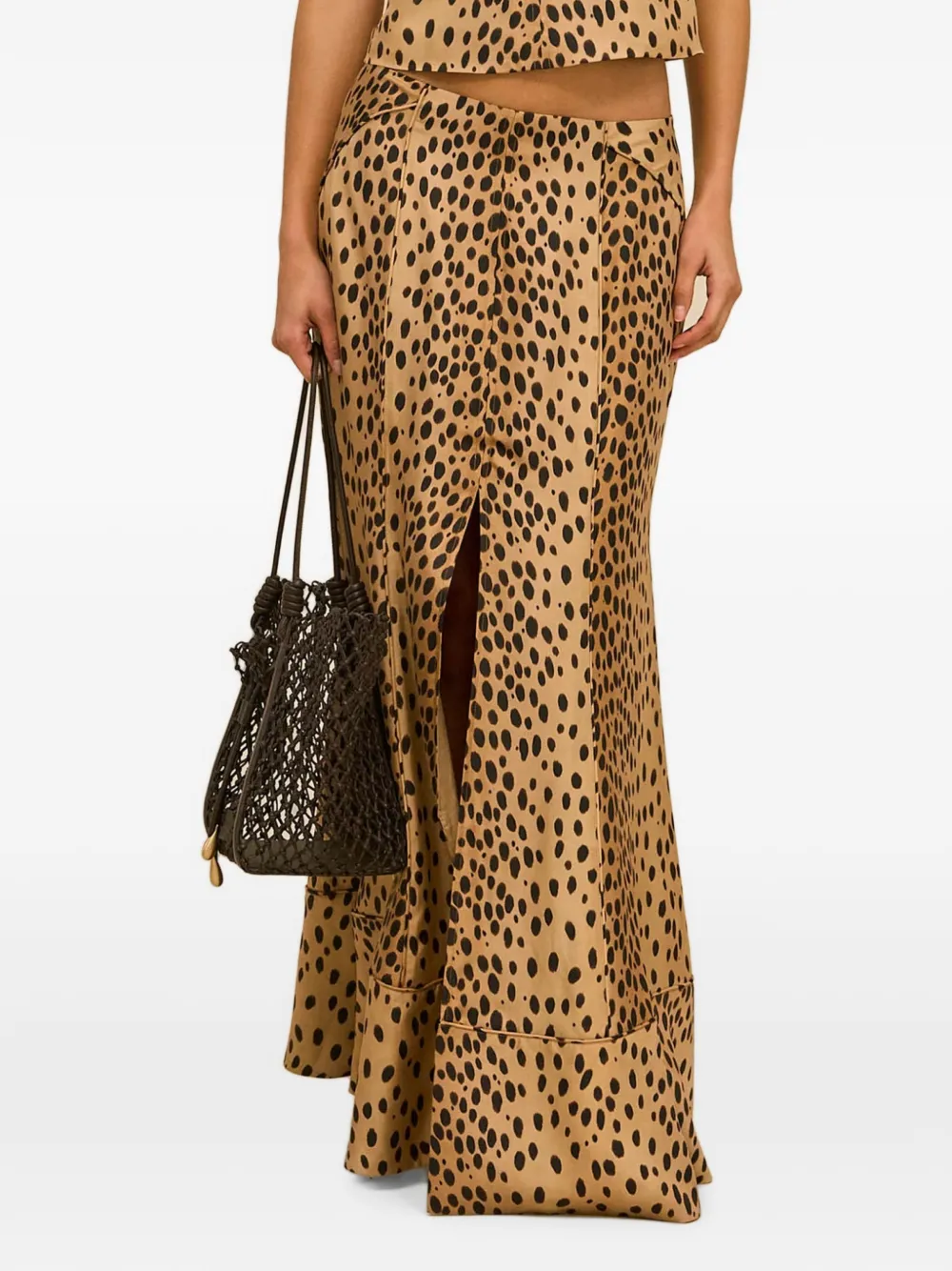 Cult Gaia Spencer leopard-print maxi skirt - Nude
