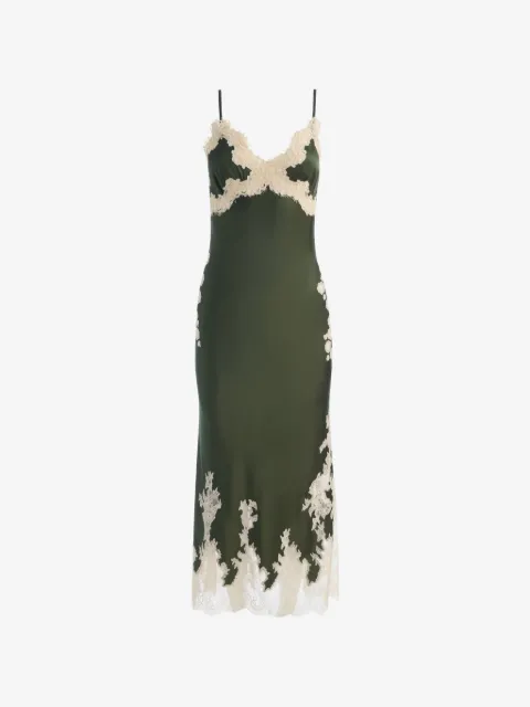 alice + olivia slip dress midi Julietta con ribete de encaje