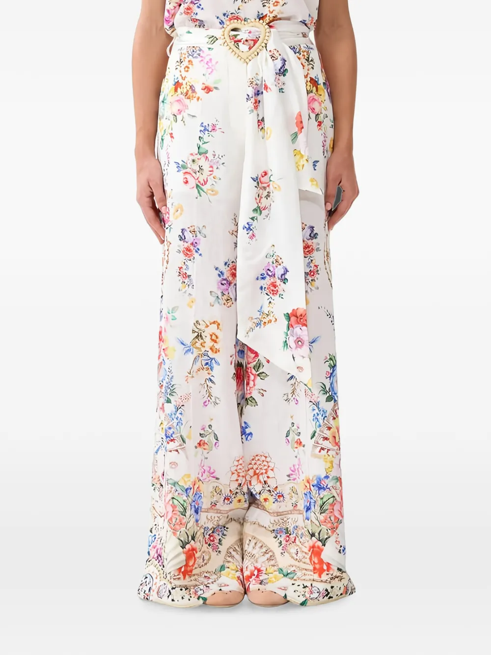 Camilla Pantaloni a palazzo con cintura - Bianco