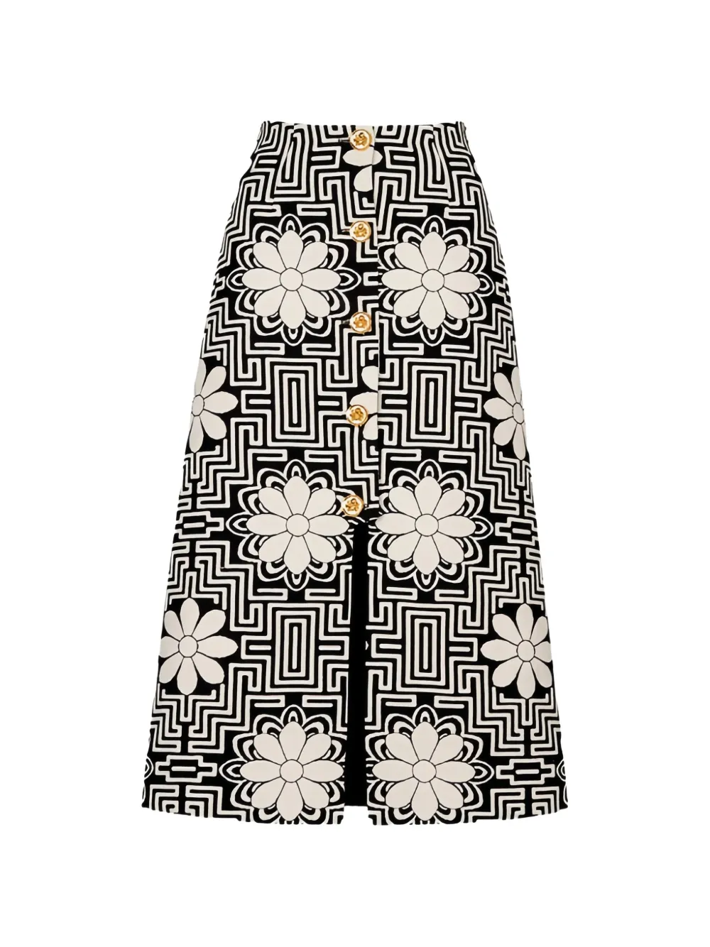 Smythe Gonna midi svasata a fiori - Nero