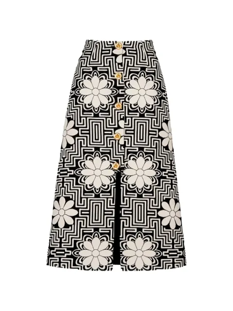 Smythe floral-print A-line midi skirt