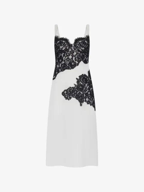 L'Agence Fenna lace-appliqué silk midi dress