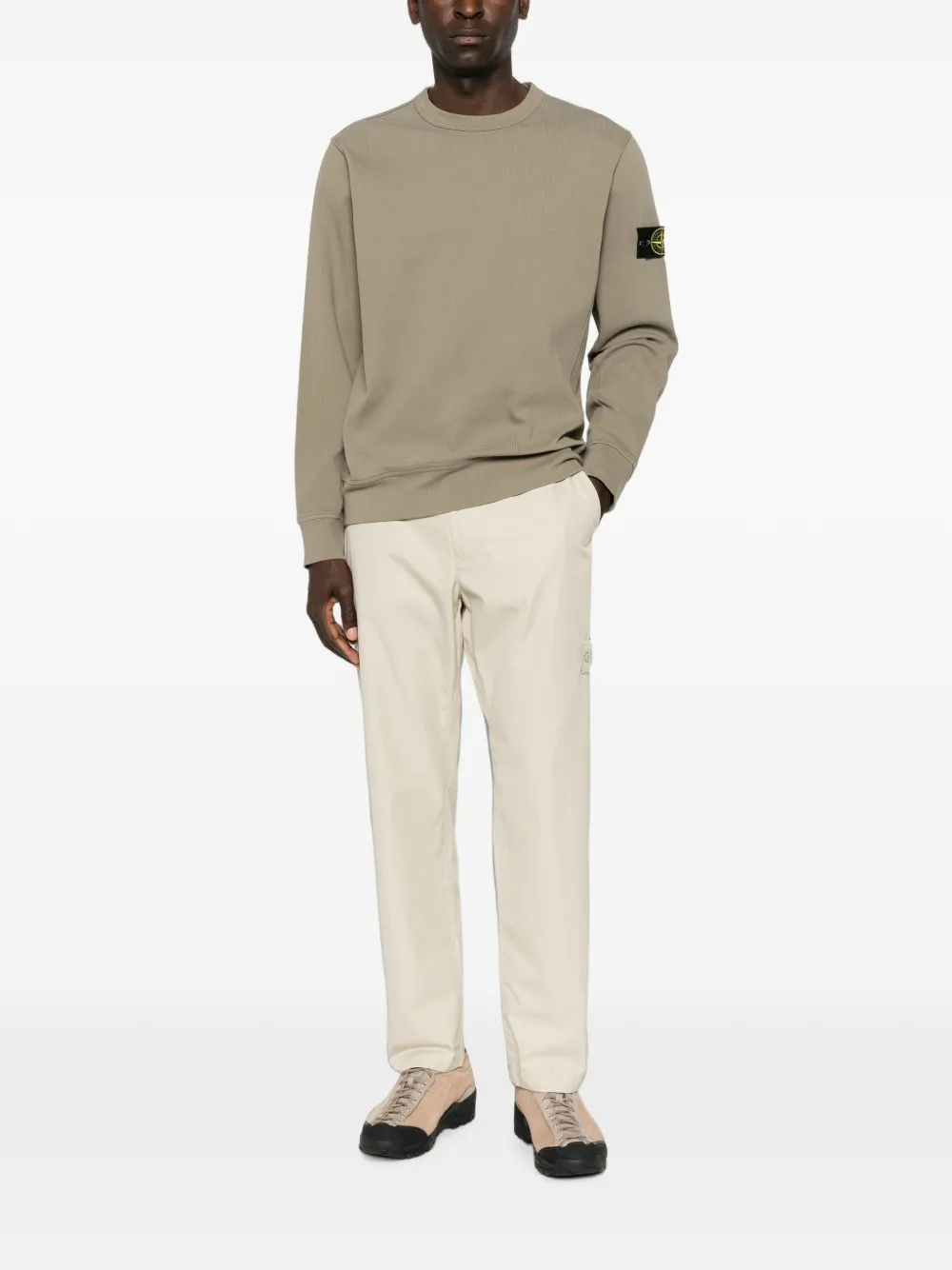 Stone Island Regular-fit sweater van biologisch katoen met ronde hals Groen