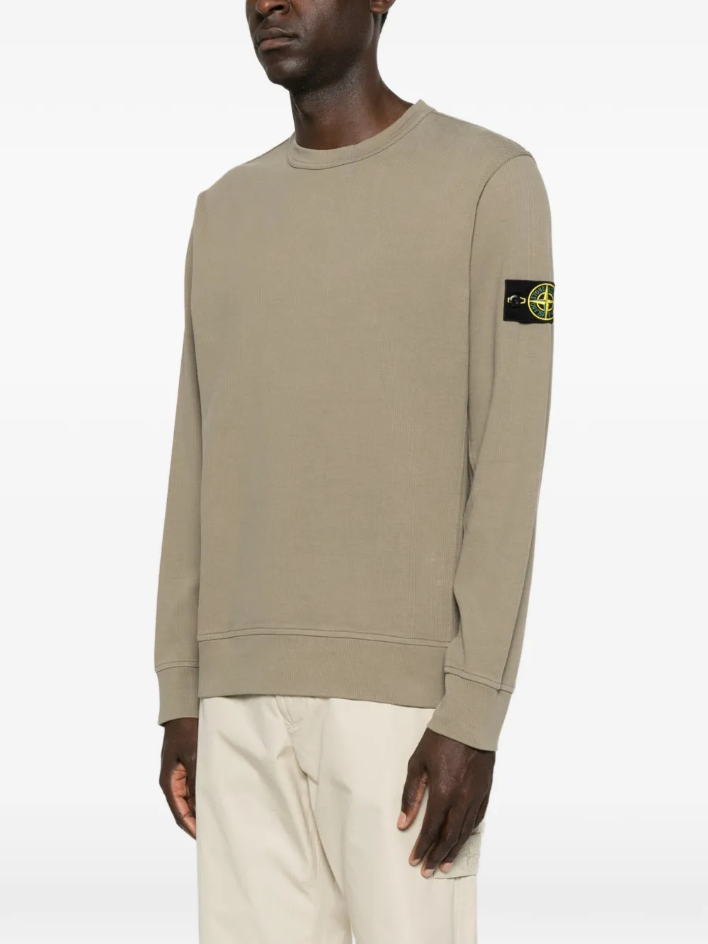 Stone Island Regular-fit sweater van biologisch katoen met ronde hals Groen