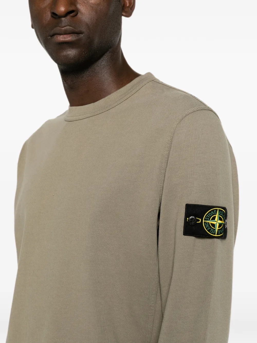 Stone Island Regular-fit sweater van biologisch katoen met ronde hals Groen