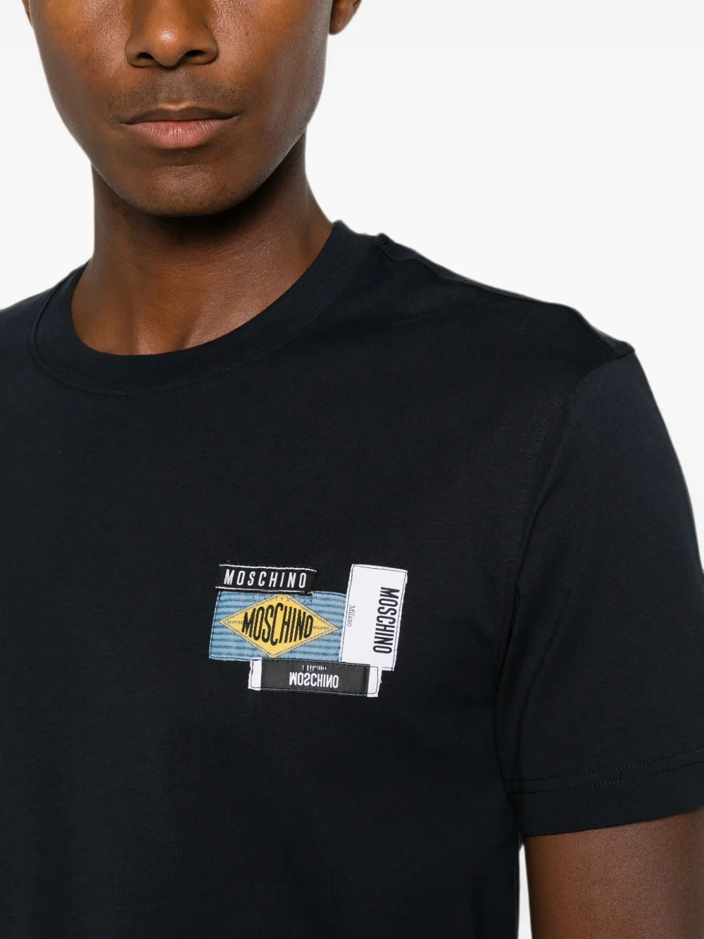 Moschino T-shirt met logopatch Blauw
