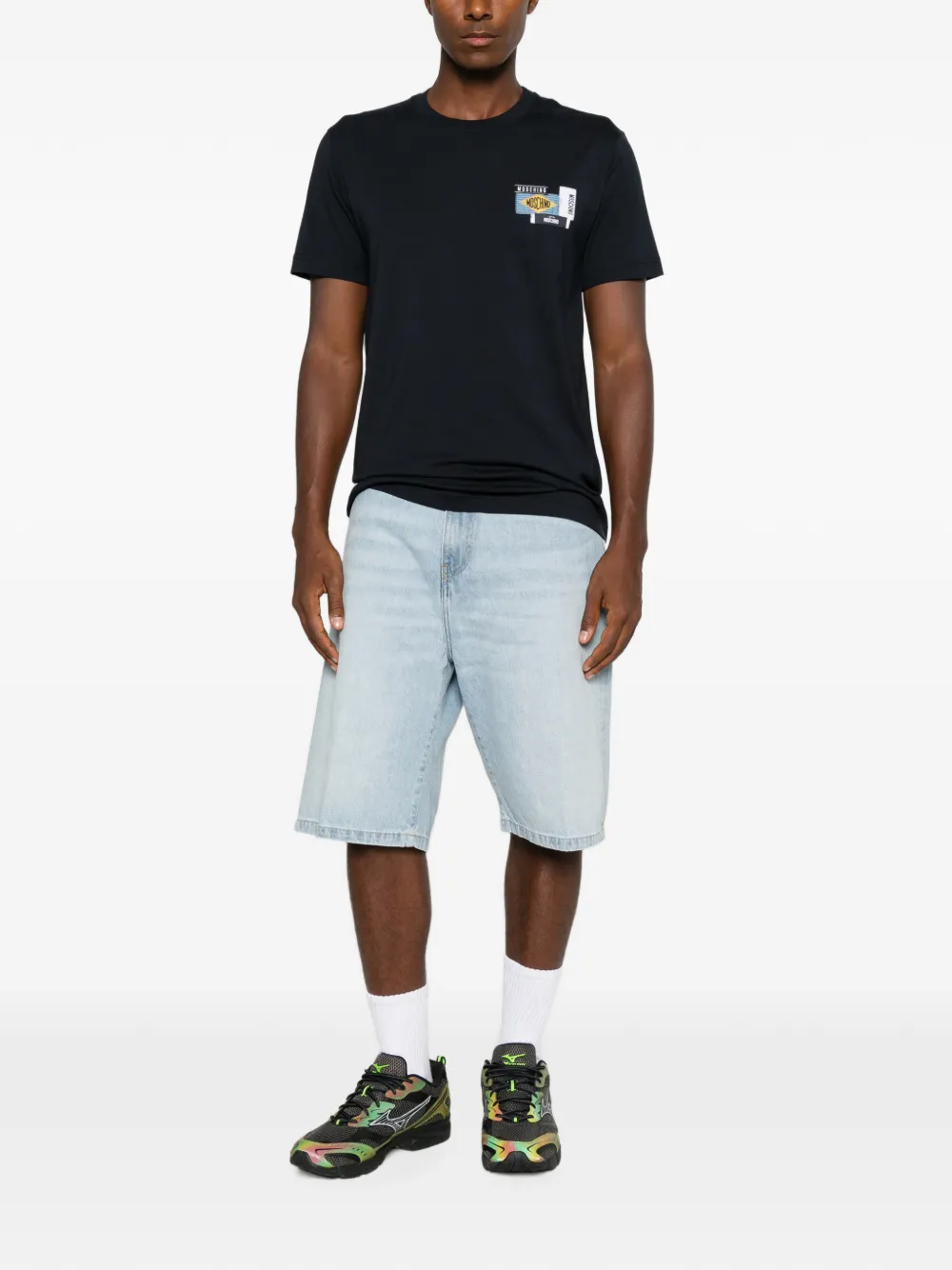 Moschino T-shirt met logopatch Blauw