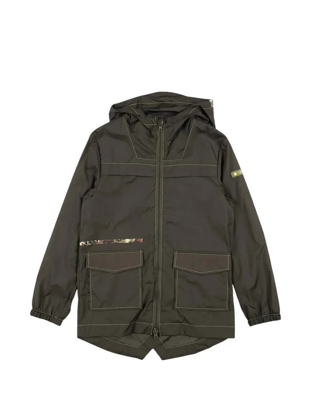 Herno Kids hooded contrast-stitch jacket - Braun