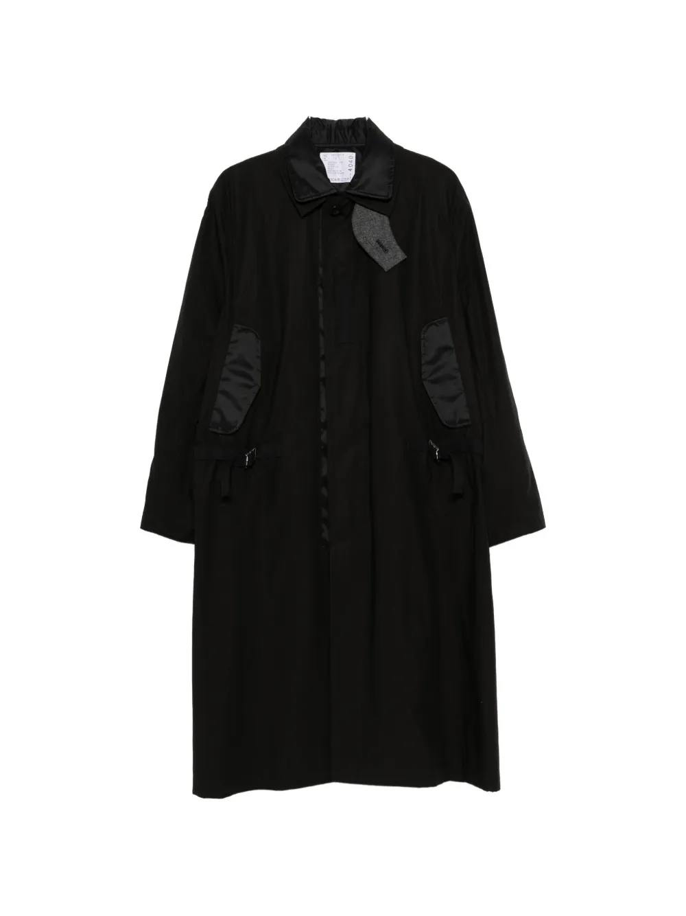 Sacai Buckle-detail Panelled Coat In Black