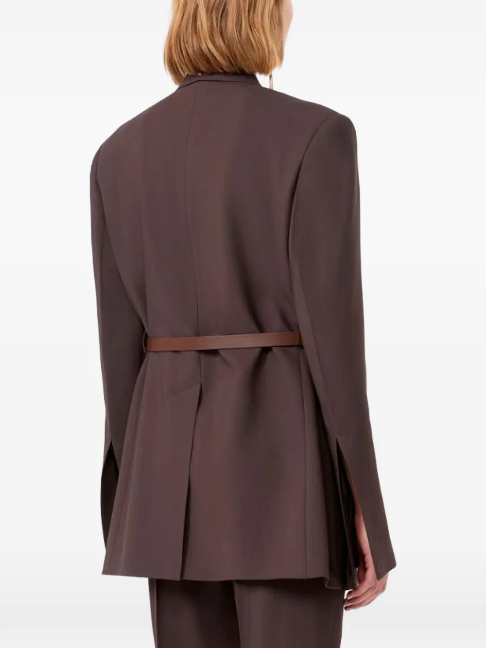 Sportmax Gewikkelde blazer met ceintuur Bruin