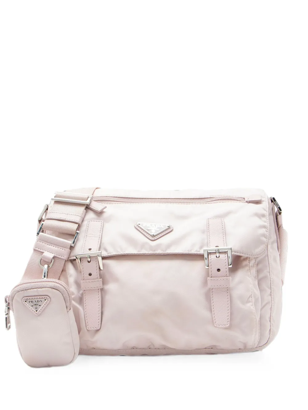 Prada Pre-Owned Re-Nylon double buckle messenger bag - Pink