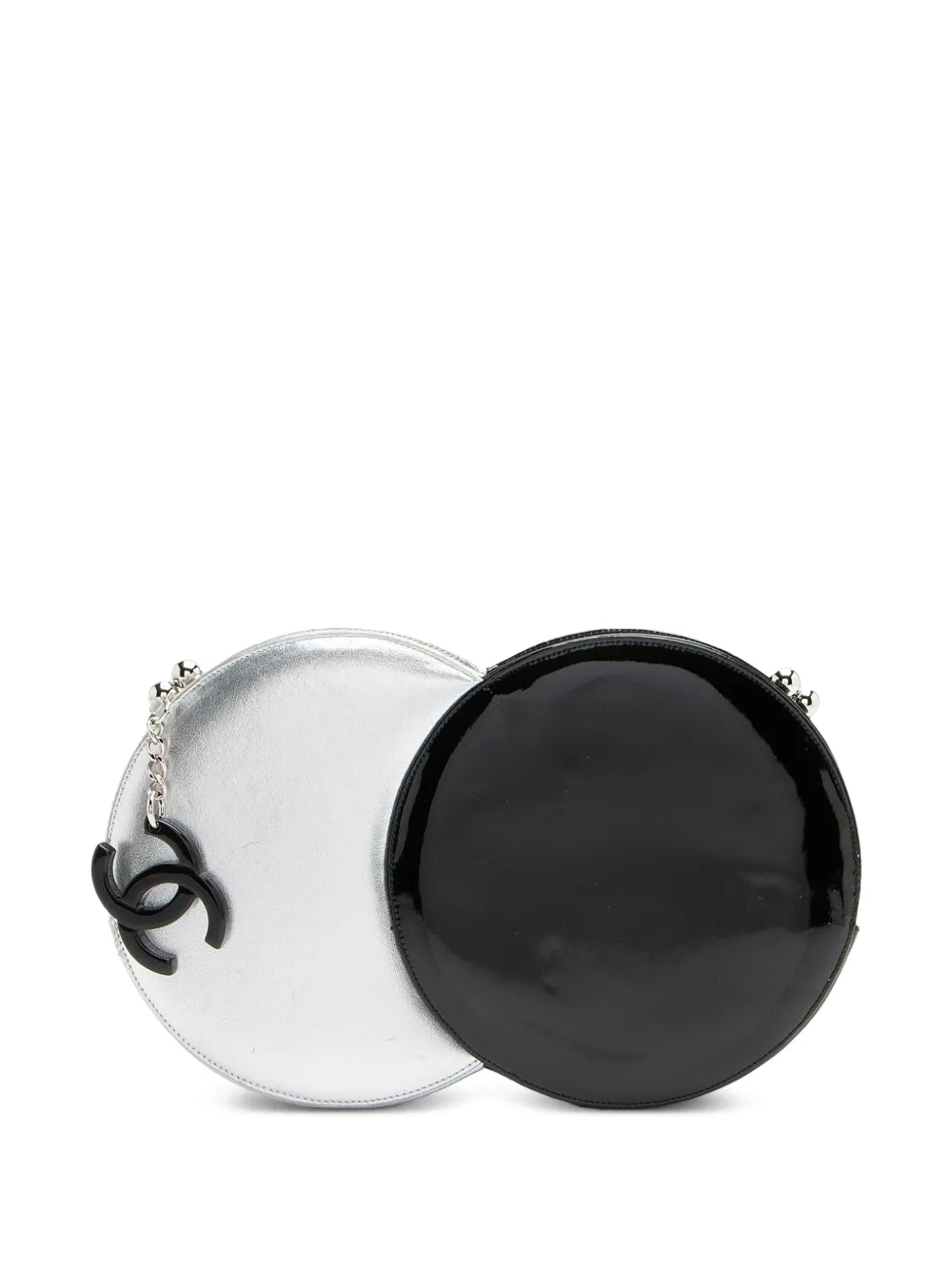 CHANEL Pre-Owned double circle metallic leather clutch bag - Schwarz