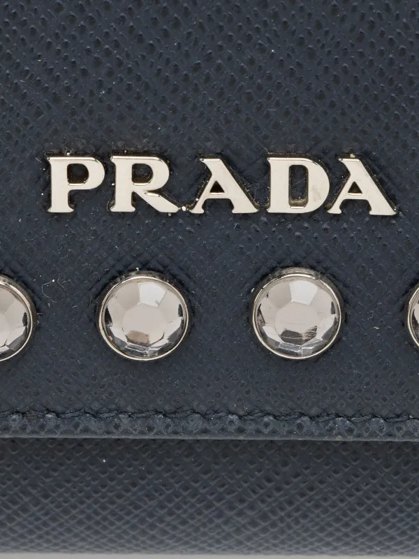 Prada Pre-Owned サフィアーノ スタッズ 財布 | ブルー | FARFETCH JP