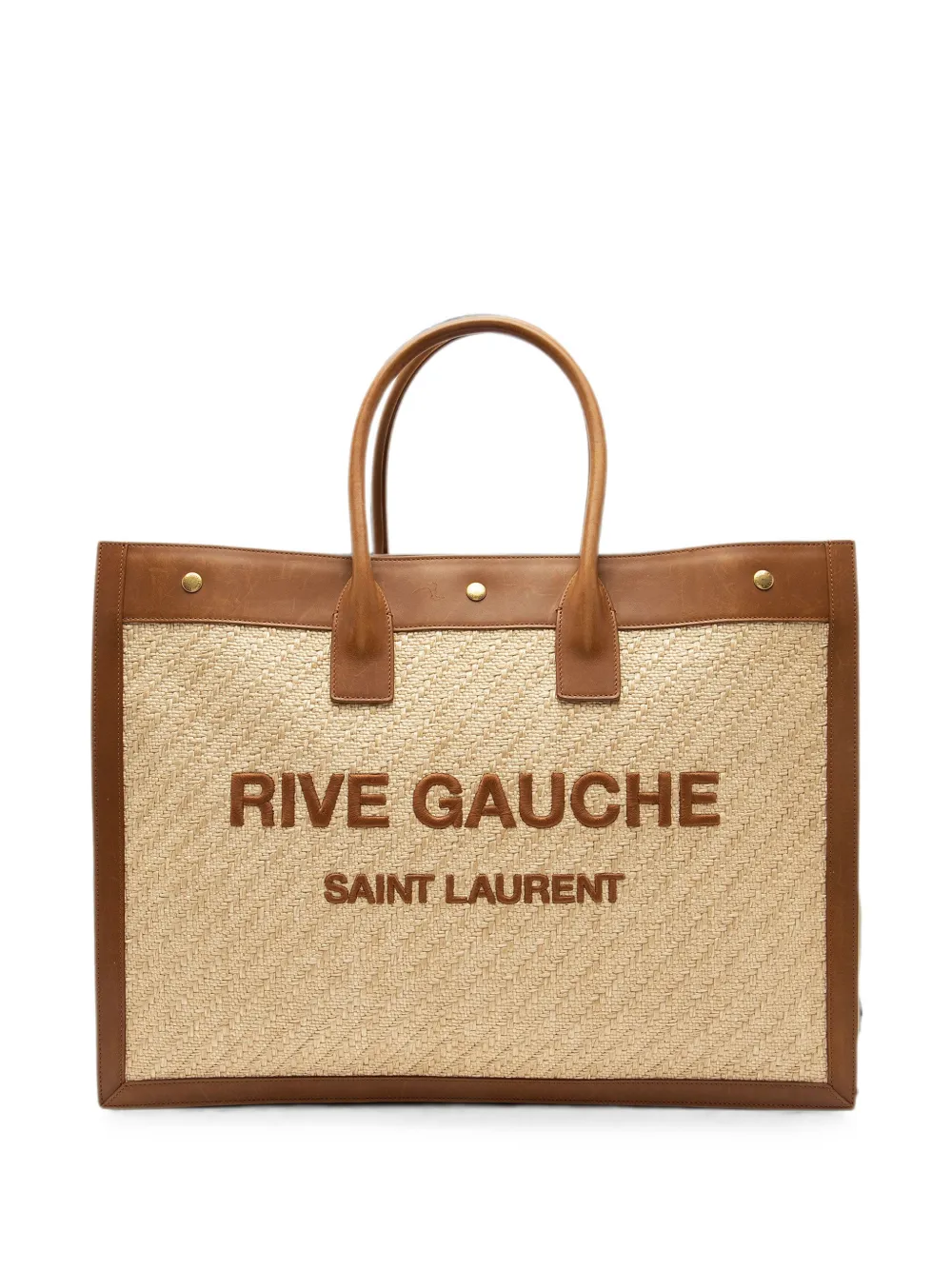 Saint Laurent Pre-Owned 2023 Rive Gauche raffia tote bag - Toni neutri