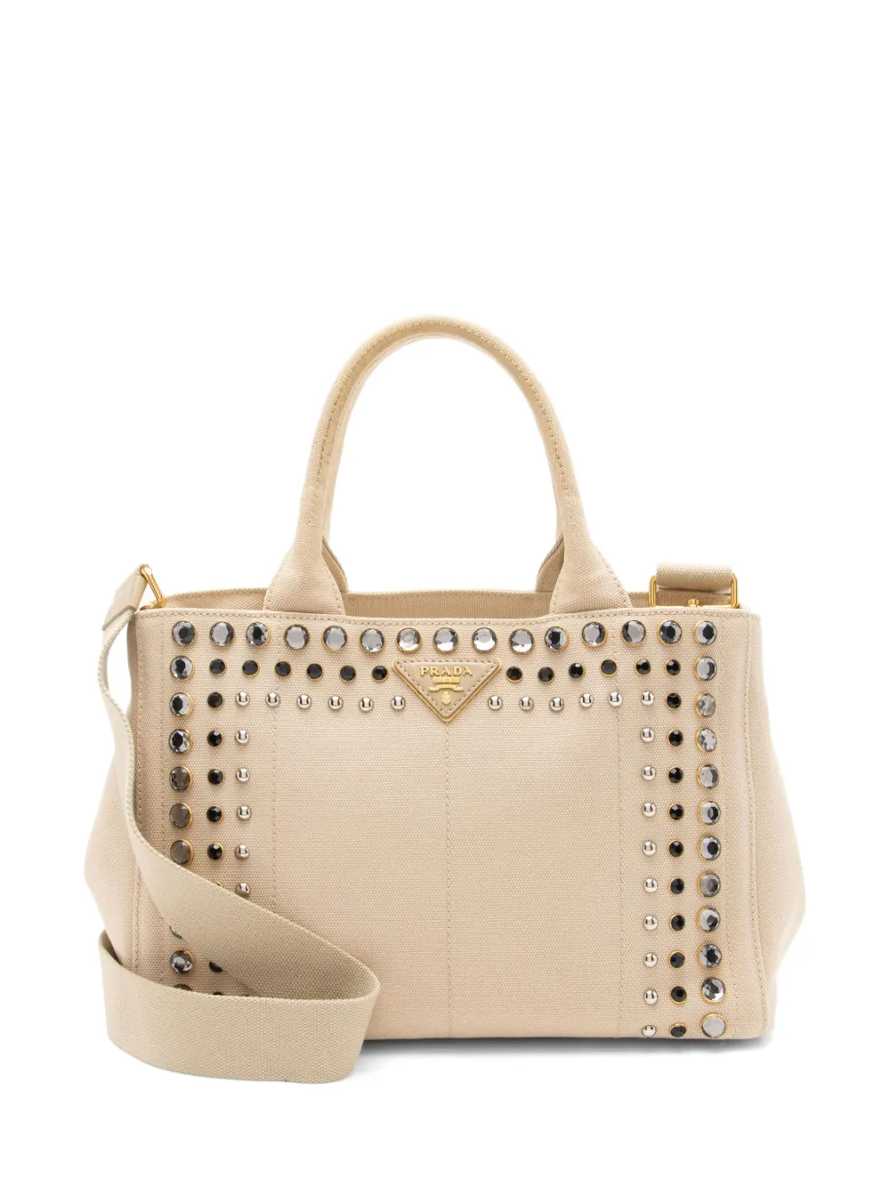 Prada Pre-Owned Canapa Tote Bag mit Kristallen - Nude