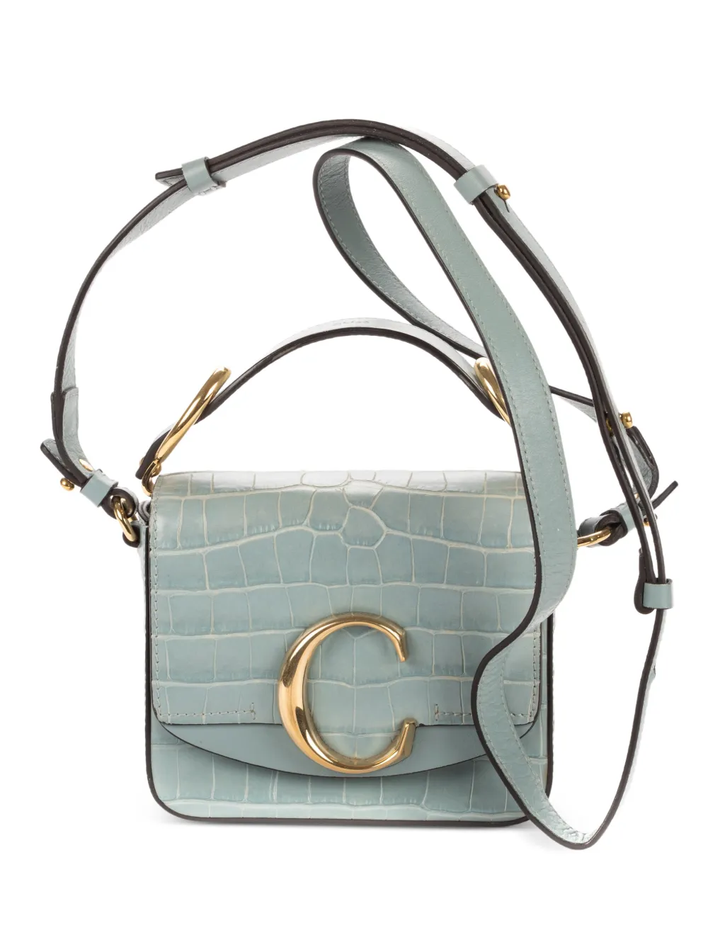 Chloé Pre-Owned crocodile-effect cross bodi bag - Blue
