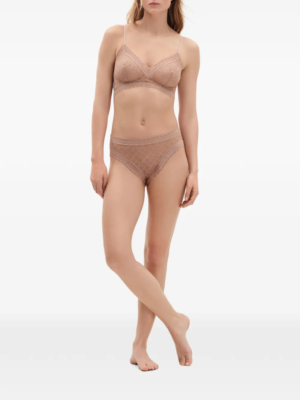 ERES Florissante slip met kanten afwerking Beige