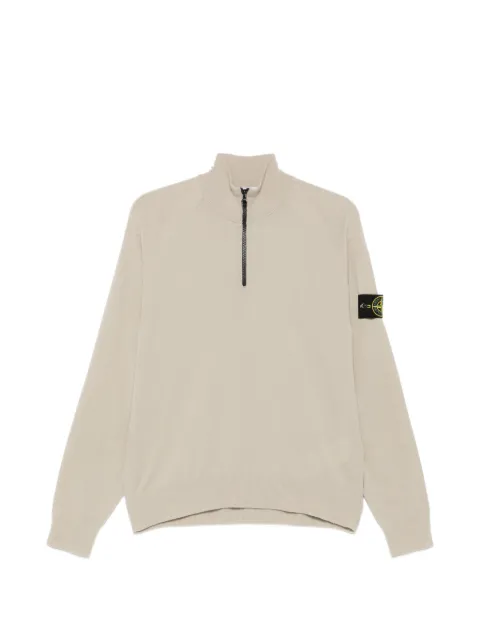 Stone Island logo-patch zip-neck sweater
