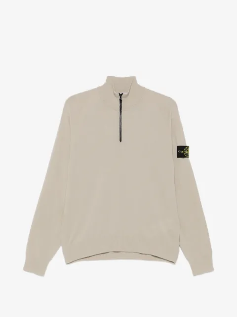 Stone Island logo-patch zip-neck sweater