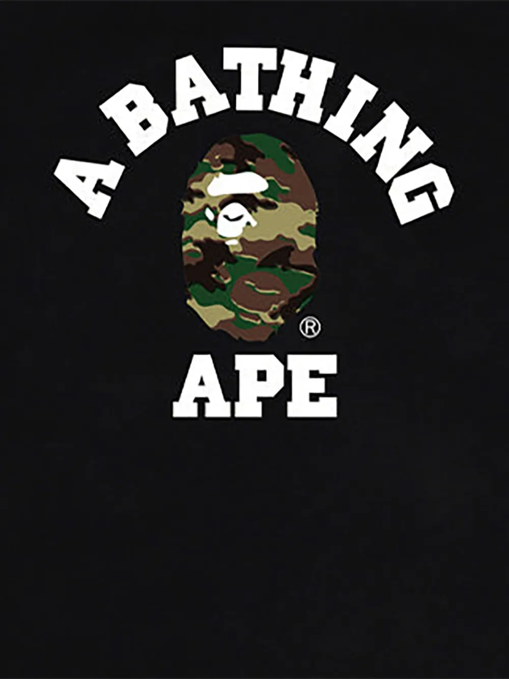 A BATHING APE Glitch Woodland Camo College T-shirt Zwart