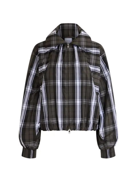 Patou check-print long-sleeve bomber jacket