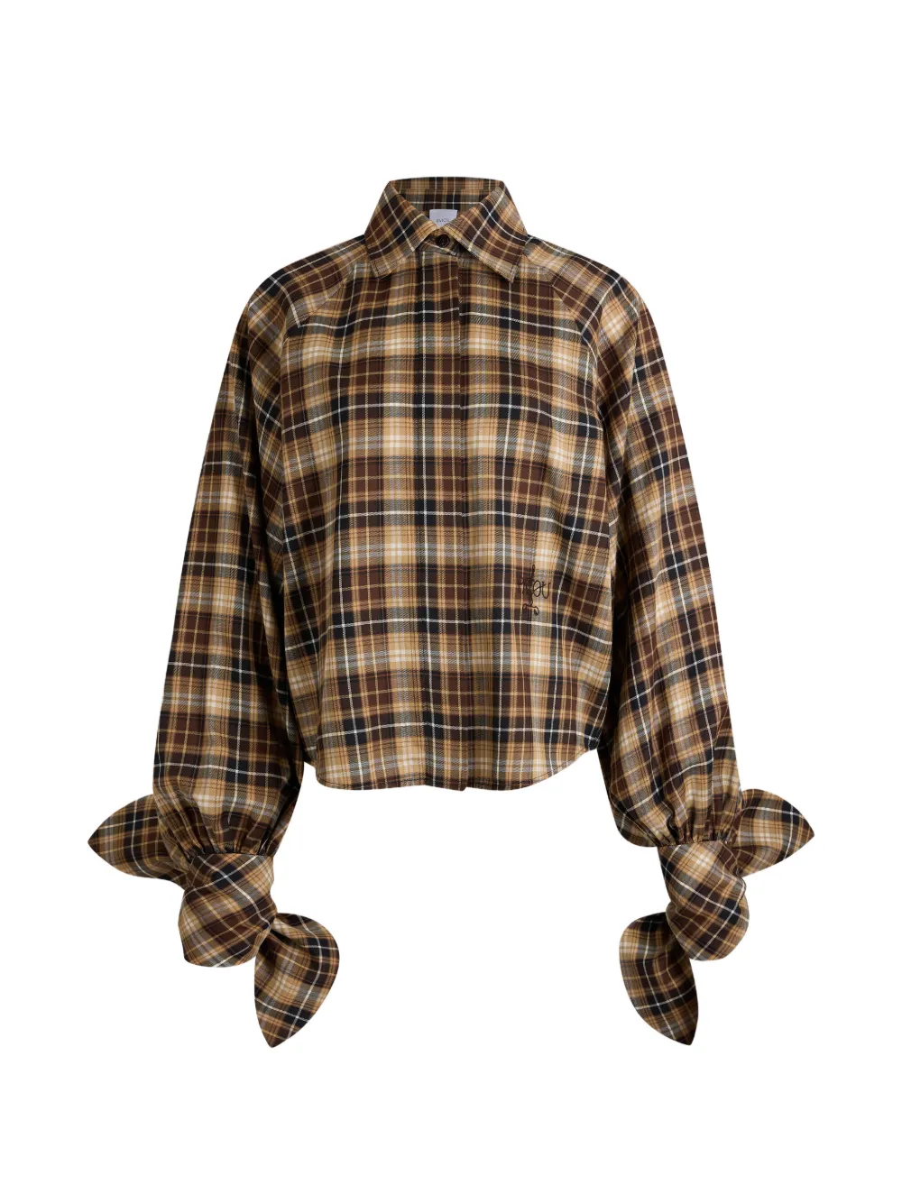 Patou Geruite blouse met strikmouwen Bruin
