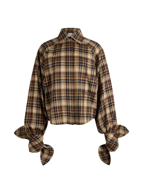 Patou blusa con motivo de cuadros y moño en las mangas