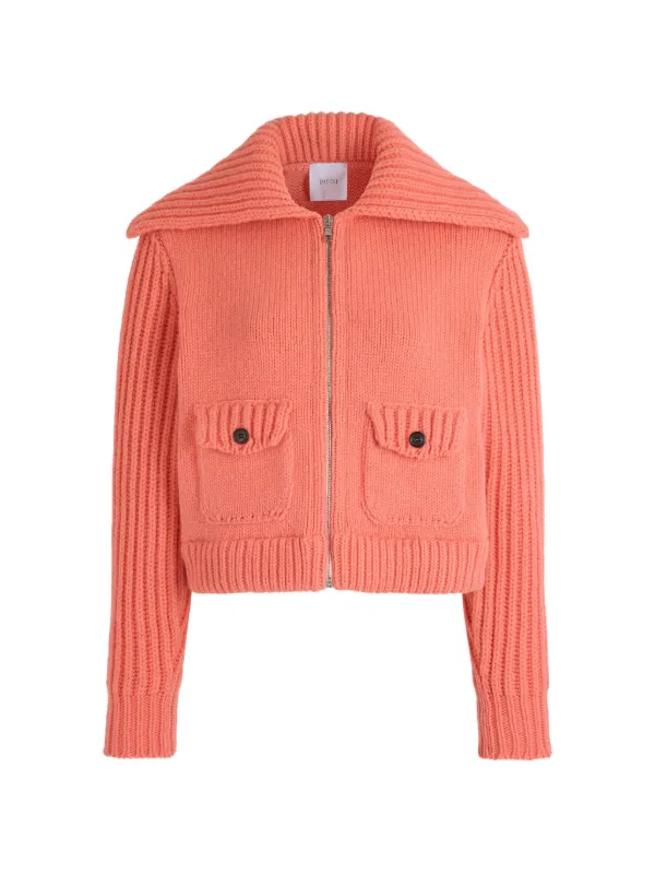 Patou Ribbed-knit Zipped Sweater in Orange