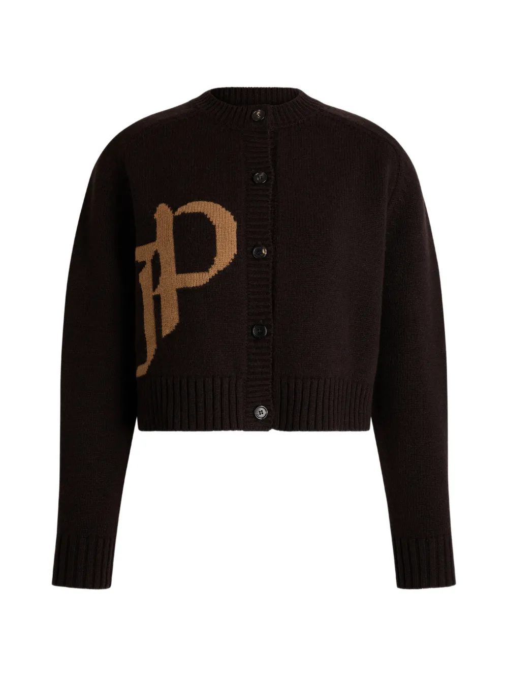 Patou Cardigan con intarsio logo JP - Marrone