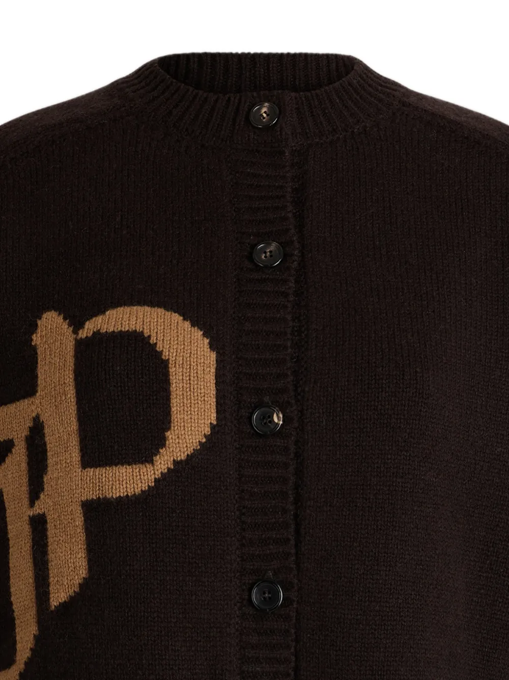 Patou JP logo intarsia vest Bruin