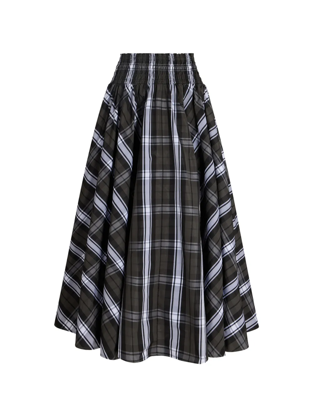 Patou smocked check midi skirt - Verde