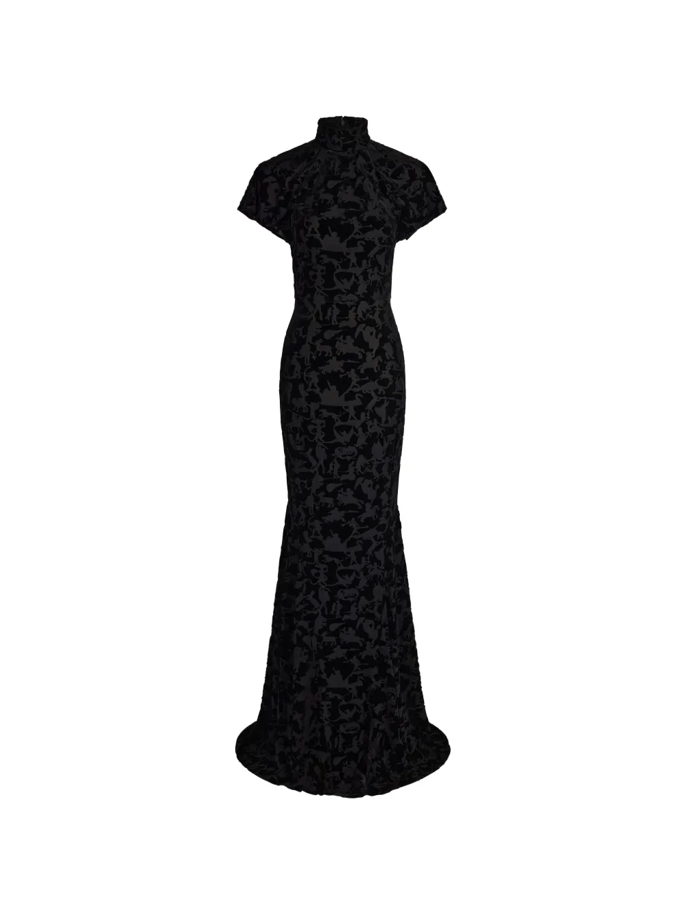 Patou maxi devoré high-neck dress - Nero