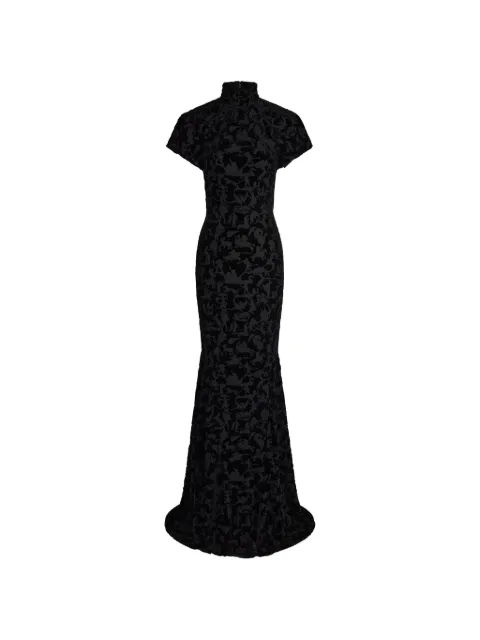 Patou robe longue dévorée à col montant