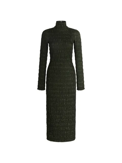 Patou vestido midi fruncido manga larga