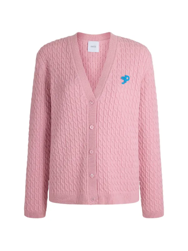 Patou JP Cable-knit Cardigan in Pink